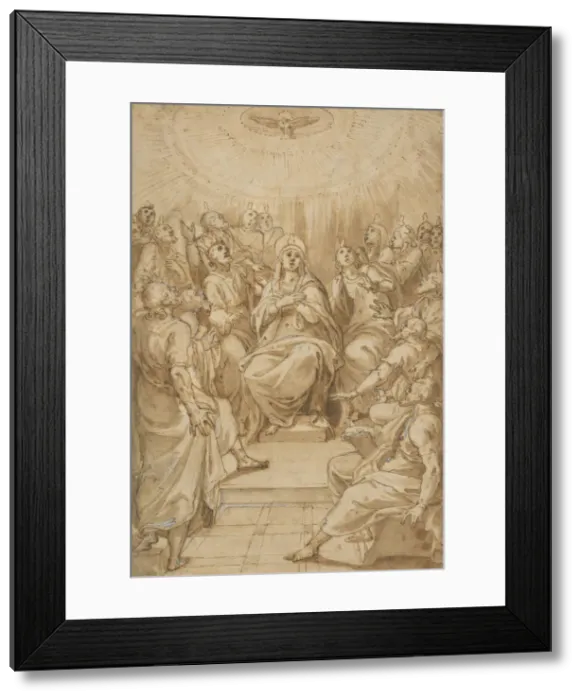 Framed Print : The Pentecost (The Descent of the Holy Spirit), ca. 1576. Creator: Cesare Nebbia Framed Print : The Pentecost (The Descent of the Holy Spirit), ca. 1576. Creator: Cesare Nebbia
