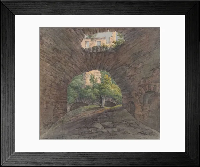 Framed Print : A Young Couple Viewing Ruins near Bingen, 1801. Creator: Christian Georg Schutz Framed Print : A Young Couple Viewing Ruins near Bingen, 1801. Creator: Christian Georg Schutz