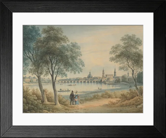 Framed Print : View of Dresden from the West, 1833. Creator: Christian Gottlob Hammer Framed Print : View of Dresden from the West, 1833. Creator: Christian Gottlob Hammer