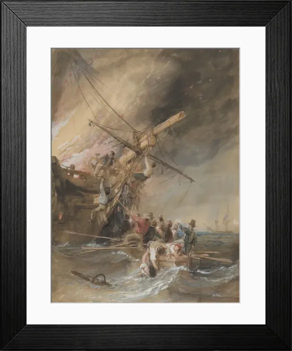 Framed Print : Fire at Sea, 1820-46. Creator: Clarkson Stanfield