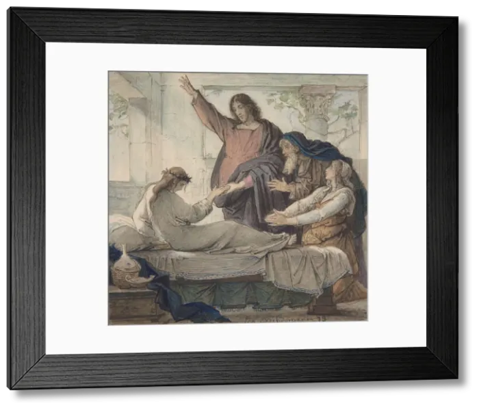 Framed Print : The Raising of the Daughter of Jairus, 1873. Creator: Eduard Julius Friedrich Bendemann Framed Print : The Raising of the Daughter of Jairus, 1873. Creator: Eduard Julius Friedrich Bendemann