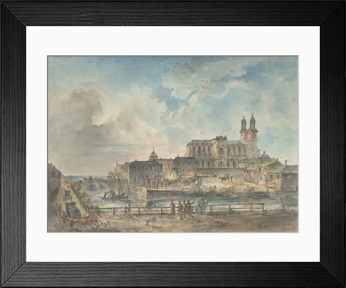 Framed Print : View of Uppsala cathedral from the North, 18th-early 19th century. Creator: Elias Martin Framed Print : View of Uppsala cathedral from the North, 18th-early 19th century. Creator: Elias Martin