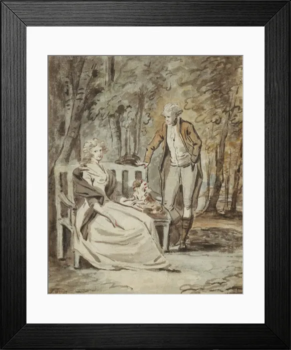 Framed Print : Study for a Portrait: A Lady and a Gentleman in a Park, ca. 1780. Creator: Unknown Framed Print : Study for a Portrait: A Lady and a Gentleman in a Park, ca. 1780. Creator: Unknown