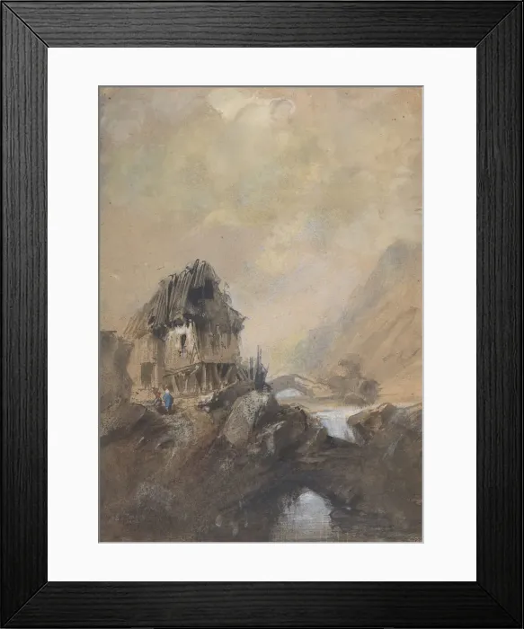 Framed Print : Village aDieppe, 1843. Creator: Eugene Isabey Framed Print : Village aDieppe, 1843. Creator: Eugene Isabey
