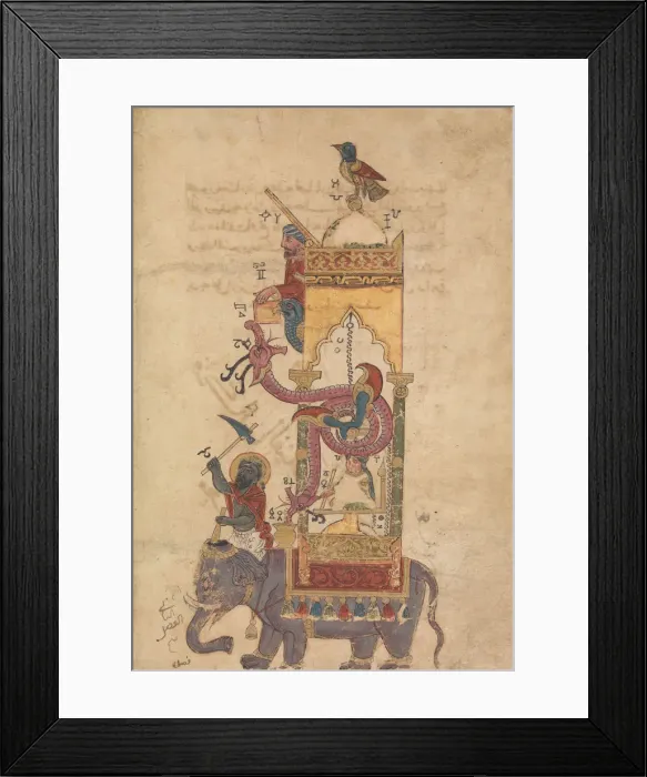 Framed Print : The Elephant Clock, Folio from a Book of the Knowledge of Ingenious Mechanical... A.H Framed Print : The Elephant Clock, Folio from a Book of the Knowledge of Ingenious Mechanical... A.H