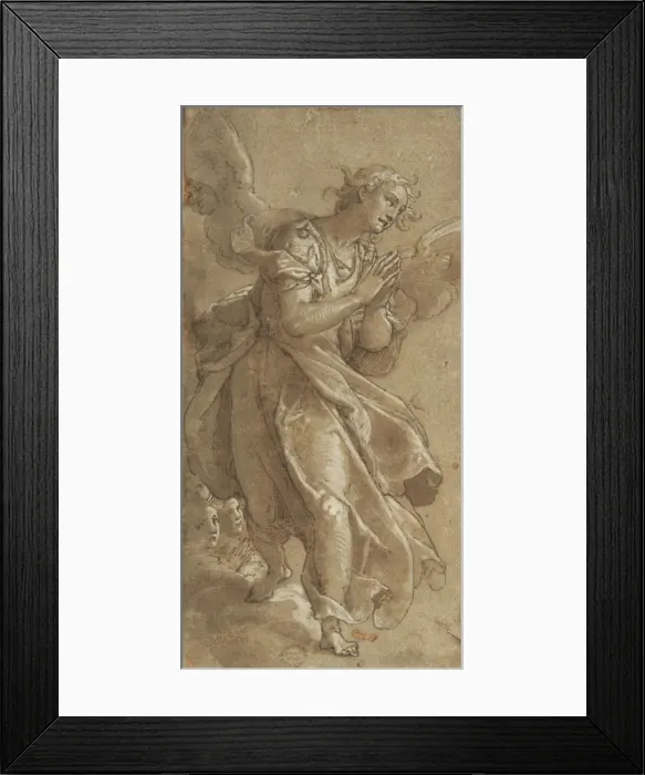 Framed Print : A Standing Angel and two Cherubs, ca. 1566. Creator: Ascribed to Federico Zuccaro Framed Print : A Standing Angel and two Cherubs, ca. 1566. Creator: Ascribed to Federico Zuccaro