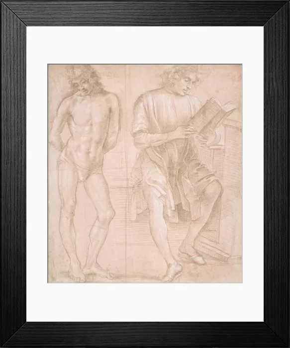 Framed Print : Standing Youth with Hands Behind His Back, and a Seated Youth Reading (recto) Framed Print : Standing Youth with Hands Behind His Back, and a Seated Youth Reading (recto)