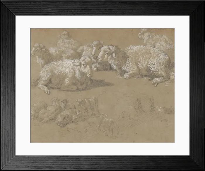 Framed Print : Reclining Sheep in a Landscape, 1759-82. Creator: Francesco Londonio Framed Print : Reclining Sheep in a Landscape, 1759-82. Creator: Francesco Londonio