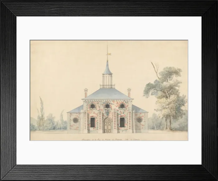 Framed Print : An Elevation for the Projected Mill at Mereville, n. d Framed Print : An Elevation for the Projected Mill at Mereville, n. d
