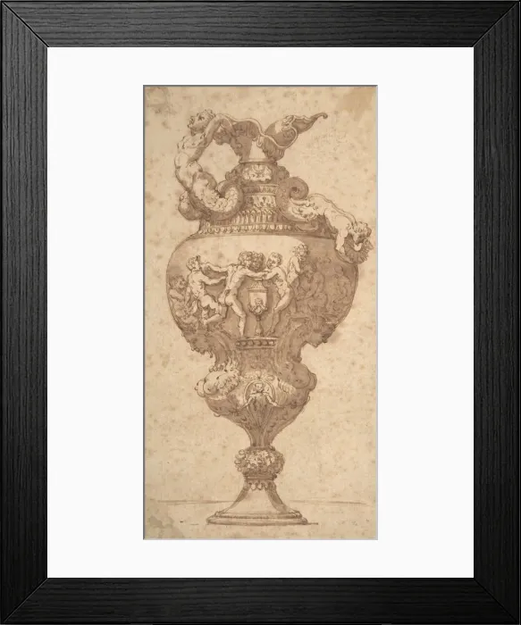 Framed Print : Drawing after an Antique Vase, 18th century. Creator: Anon Framed Print : Drawing after an Antique Vase, 18th century. Creator: Anon