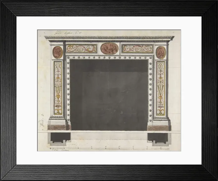 Framed Print : Drawing for a Mantelpiece, 1780-90. Creator: Anon Framed Print : Drawing for a Mantelpiece, 1780-90. Creator: Anon