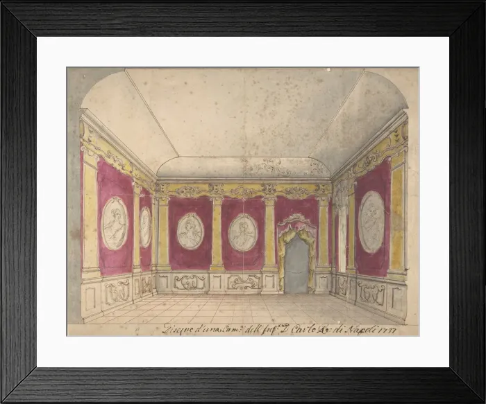 Framed Print : Design of a Room of the Infante Don Carlo, King of Naples, 1737. Creator: Anon Framed Print : Design of a Room of the Infante Don Carlo, King of Naples, 1737. Creator: Anon