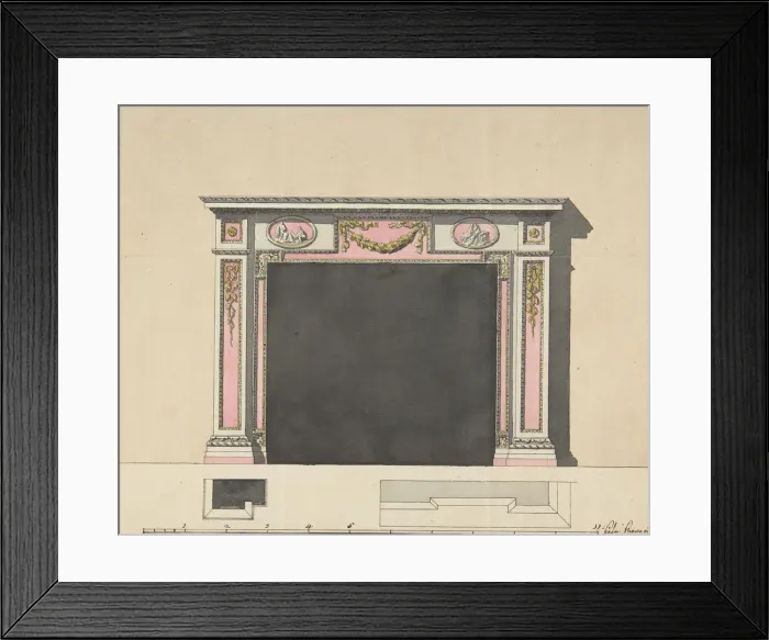 Framed Print : Mantel Design, ca. 1775. Creator: Anon Framed Print : Mantel Design, ca. 1775. Creator: Anon