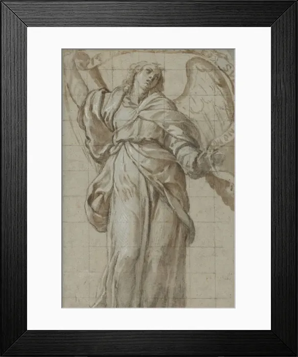 Framed Print : Standing Angel Holding a Scroll, ca. 1614. Creator: Giovanni Domenico Caresana Framed Print : Standing Angel Holding a Scroll, ca. 1614. Creator: Giovanni Domenico Caresana
