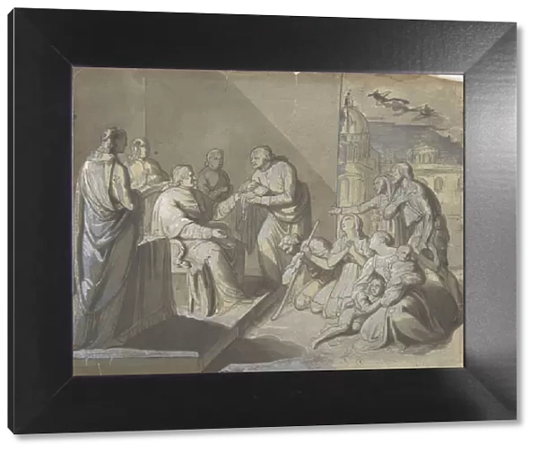 Scene with the Presentation of a Saints Relic (recto); Head of a Woman (verso)