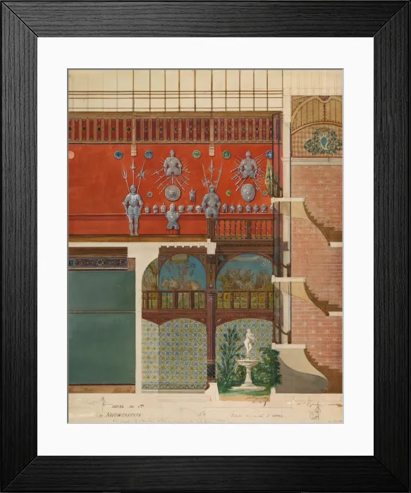Framed Print : Architectural Drawing of the Interior of the Comte de Nieuwerkerkes House, ca. 1870 Framed Print : Architectural Drawing of the Interior of the Comte de Nieuwerkerkes House, ca. 1870