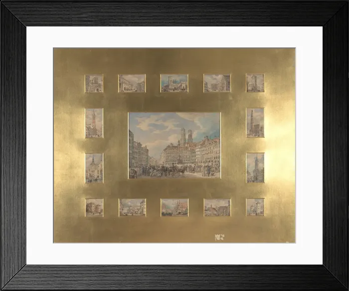 Framed Print : Fifteen Architectural Subjects: Views of Munich, 1835. Creator: Heinrich Adam Framed Print : Fifteen Architectural Subjects: Views of Munich, 1835. Creator: Heinrich Adam