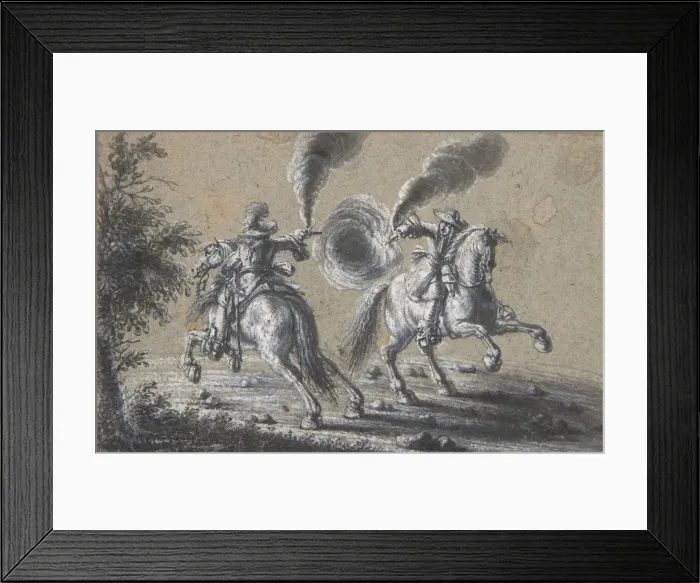 Framed Print : Two Horsemen Shooting at Each Other, 1600-1677. Creator: Heinrich Werdmuller Framed Print : Two Horsemen Shooting at Each Other, 1600-1677. Creator: Heinrich Werdmuller