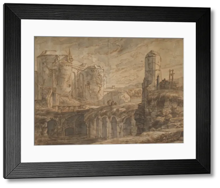 Framed Print : The Gate of Bruges at Sluis, 1661. Creator: Hendrick van Minderhout Framed Print : The Gate of Bruges at Sluis, 1661. Creator: Hendrick van Minderhout