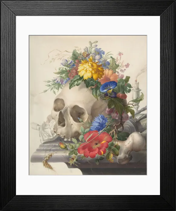 Framed Print : Vanitas Still Life, n. d Creator: Herman Henstenburgh Framed Print : Vanitas Still Life, n. d Creator: Herman Henstenburgh