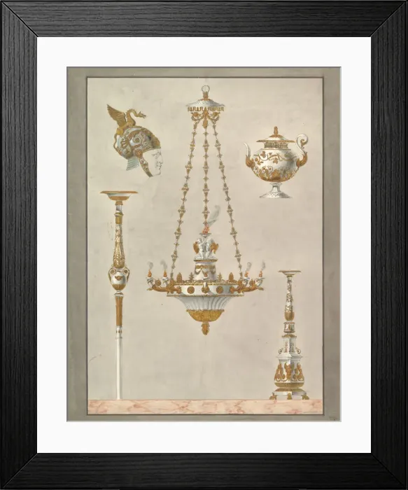 Framed Print : Designs for Metalwork, 19th century. Creator: Anon Framed Print : Designs for Metalwork, 19th century. Creator: Anon