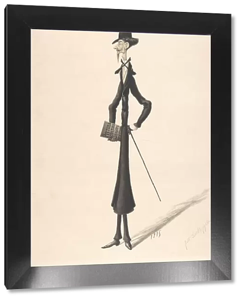 Caricature of a Tall Thin Man Carrying a Book, 1885. Creator: Anon
