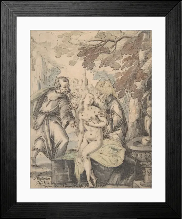 Framed Print : Susanna and the Elders, 1622-60. Creator: Augustin Medow Framed Print : Susanna and the Elders, 1622-60. Creator: Augustin Medow