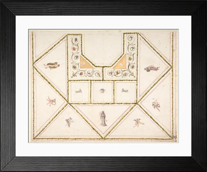 Framed Print : Design for a Ceiling in Pompeian Style, 18th century. Creator: Anon Framed Print : Design for a Ceiling in Pompeian Style, 18th century. Creator: Anon