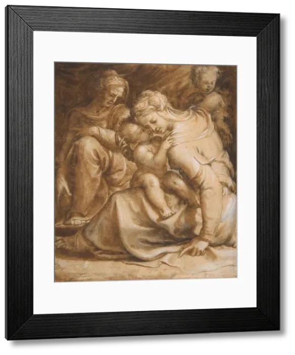 Framed Print : Virgin and Child with Saint Anne and John the Baptist, ca. 1550