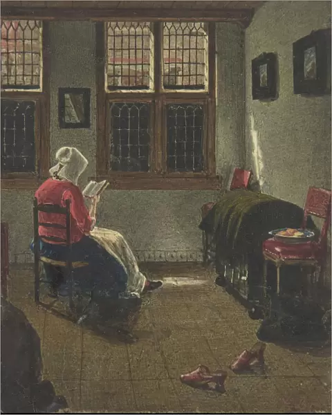 A Woman Reading, after Pieter Janssens Elinga, 1846-47. Creator: Francois Bonvin