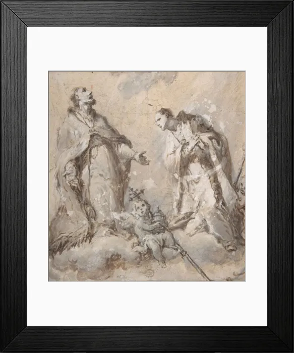 Framed Print : Two Saints (Pope and Bishop?), 17th century. Creator: Anon Framed Print : Two Saints (Pope and Bishop?), 17th century. Creator: Anon