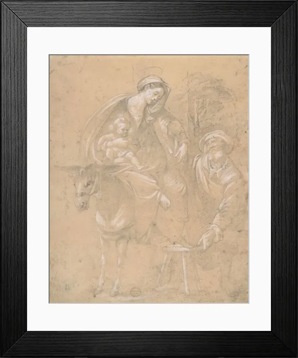 Framed Print : Copy of a Repose in Egypt painted by Giovanni da San Giovanni (Giovanni Mannozzi