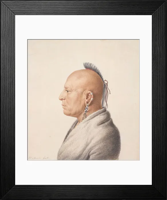 Framed Print : Osage Warrior, 1805-7. Creator: Charles Balthazar Julien Fevret de Saint-Memin Framed Print : Osage Warrior, 1805-7. Creator: Charles Balthazar Julien Fevret de Saint-Memin