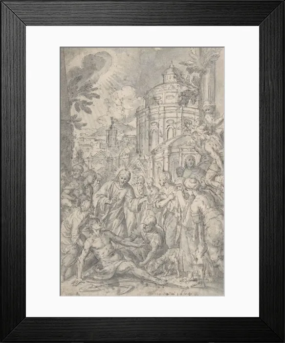 Framed Print : The Raising of the Youth of Naim, late 16th-early 17th century. Creator: Georg Pecham Framed Print : The Raising of the Youth of Naim, late 16th-early 17th century. Creator: Georg Pecham