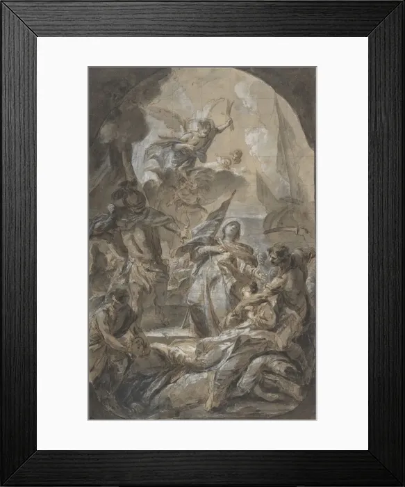 Framed Print : Martyrdom of Saint Ursula? Saint Paula?, 17th century. Creator: Anon Framed Print : Martyrdom of Saint Ursula? Saint Paula?, 17th century. Creator: Anon