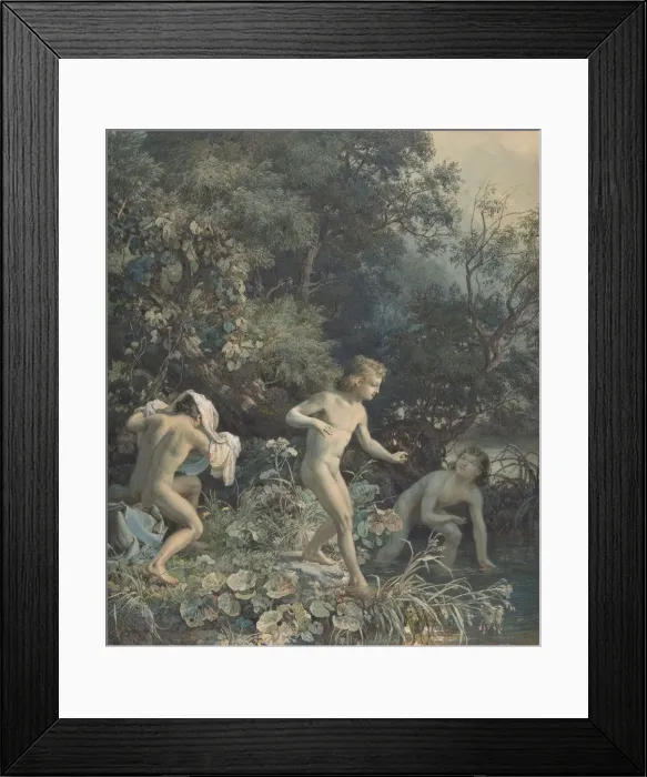 Framed Print : Riverside with Three Bathing Boys, 19th century. Creator: Christian Friedrich Gille Framed Print : Riverside with Three Bathing Boys, 19th century. Creator: Christian Friedrich Gille
