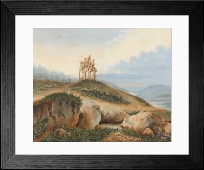 Framed Print : Landscape with a Fantastic Castle, 1865. Creator: George Sand Framed Print : Landscape with a Fantastic Castle, 1865. Creator: George Sand