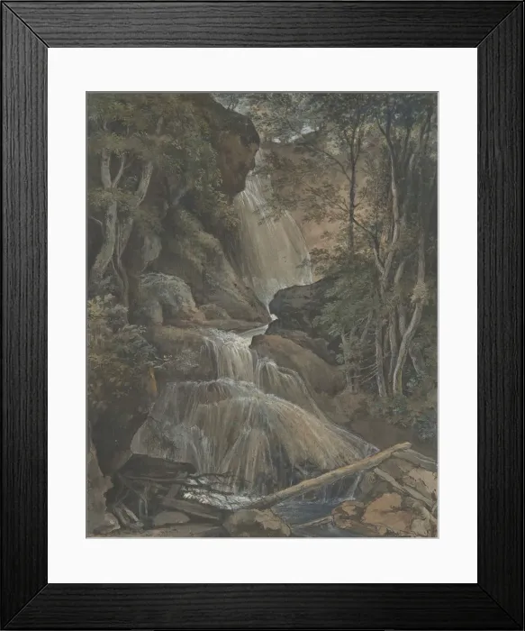 Framed Print : A Waterfall in a Forest at Langhennersdorf, 18th-early 19th century Framed Print : A Waterfall in a Forest at Langhennersdorf, 18th-early 19th century
