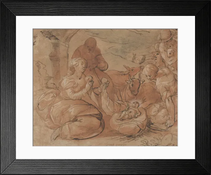 Framed Print : The Adoration of the Shepherds, 1599. Creator: Gerrit Pietersz Sweelink Framed Print : The Adoration of the Shepherds, 1599. Creator: Gerrit Pietersz Sweelink