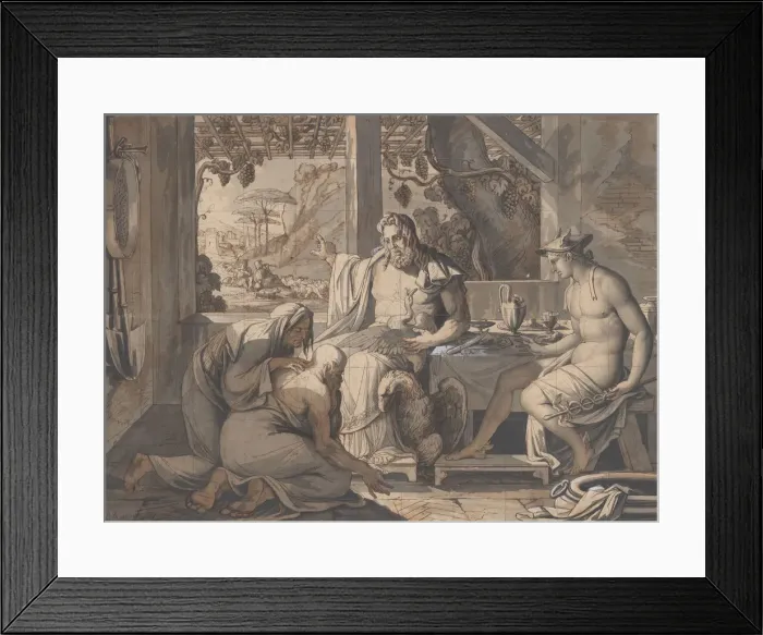 Framed Print : Jupiter and Mercury reveal themselves to Philemon and Baucis, 1809 Framed Print : Jupiter and Mercury reveal themselves to Philemon and Baucis, 1809