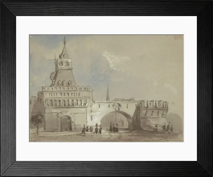 Framed Print : Gateway of the Kitai Gorod, Moscow, 19th century. Creator: Anon Framed Print : Gateway of the Kitai Gorod, Moscow, 19th century. Creator: Anon