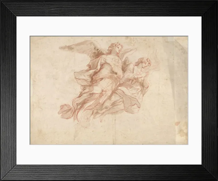 Framed Print : Two Angels Flying; verso: God the Father Seated in the Clouds Framed Print : Two Angels Flying; verso: God the Father Seated in the Clouds