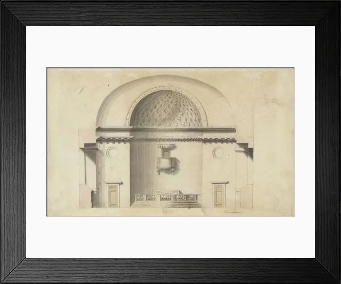 Framed Print : Cross-section of a chapel (?); verso: Pavillion in Neogothic style, ca. 1800 Framed Print : Cross-section of a chapel (?); verso: Pavillion in Neogothic style, ca. 1800
