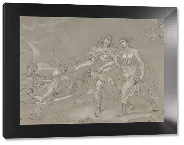 The Rape of Helena; verso: Study of a Kneeling Nude Male Figure, late 17th-18th century