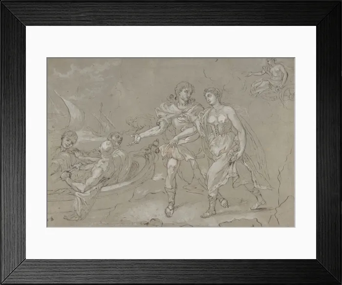 Framed Print : The Rape of Helena; verso: Study of a Kneeling Nude Male Figure, late 17th-18th century Framed Print : The Rape of Helena; verso: Study of a Kneeling Nude Male Figure, late 17th-18th century