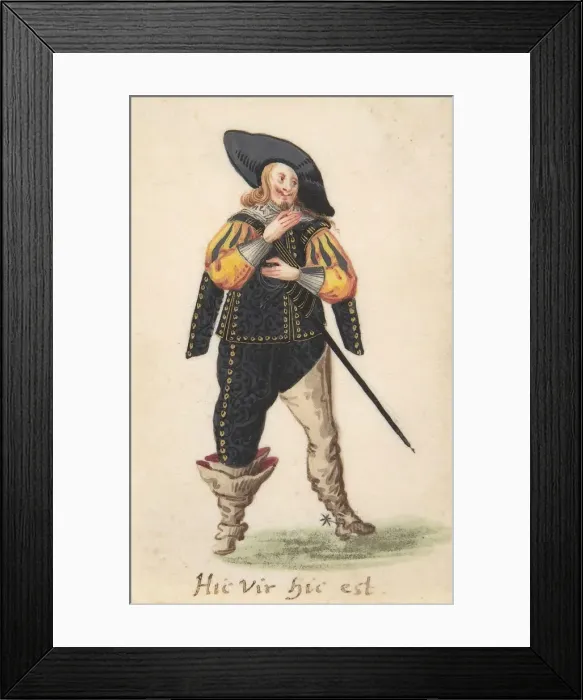 Framed Print : A Standing Cavalier, late 16th-early 17th century. Creator: Anon Framed Print : A Standing Cavalier, late 16th-early 17th century. Creator: Anon