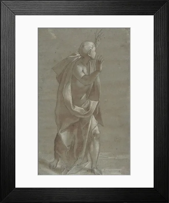 Framed Print : Standing Male Draped Figure With His Hands Raised, 1565-71 Framed Print : Standing Male Draped Figure With His Hands Raised, 1565-71