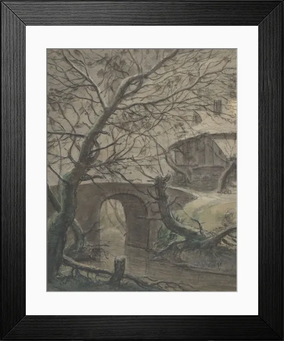 Framed Print : A House near a Bridge, 17th century. Creator: Anthonie Waterloo