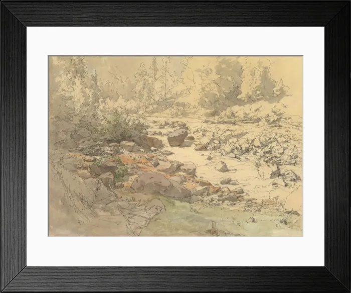 Framed Print : Landscape with Rocks in a River (near Kronau?), 19th-early 20th century Framed Print : Landscape with Rocks in a River (near Kronau?), 19th-early 20th century