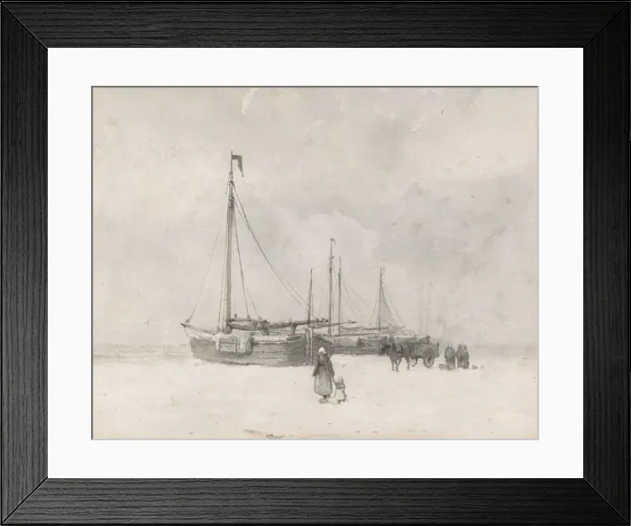 Framed Print : Fishing Boats on the Beach in Winter, mid to late 19th century. Creator: Anton Mauve Framed Print : Fishing Boats on the Beach in Winter, mid to late 19th century. Creator: Anton Mauve